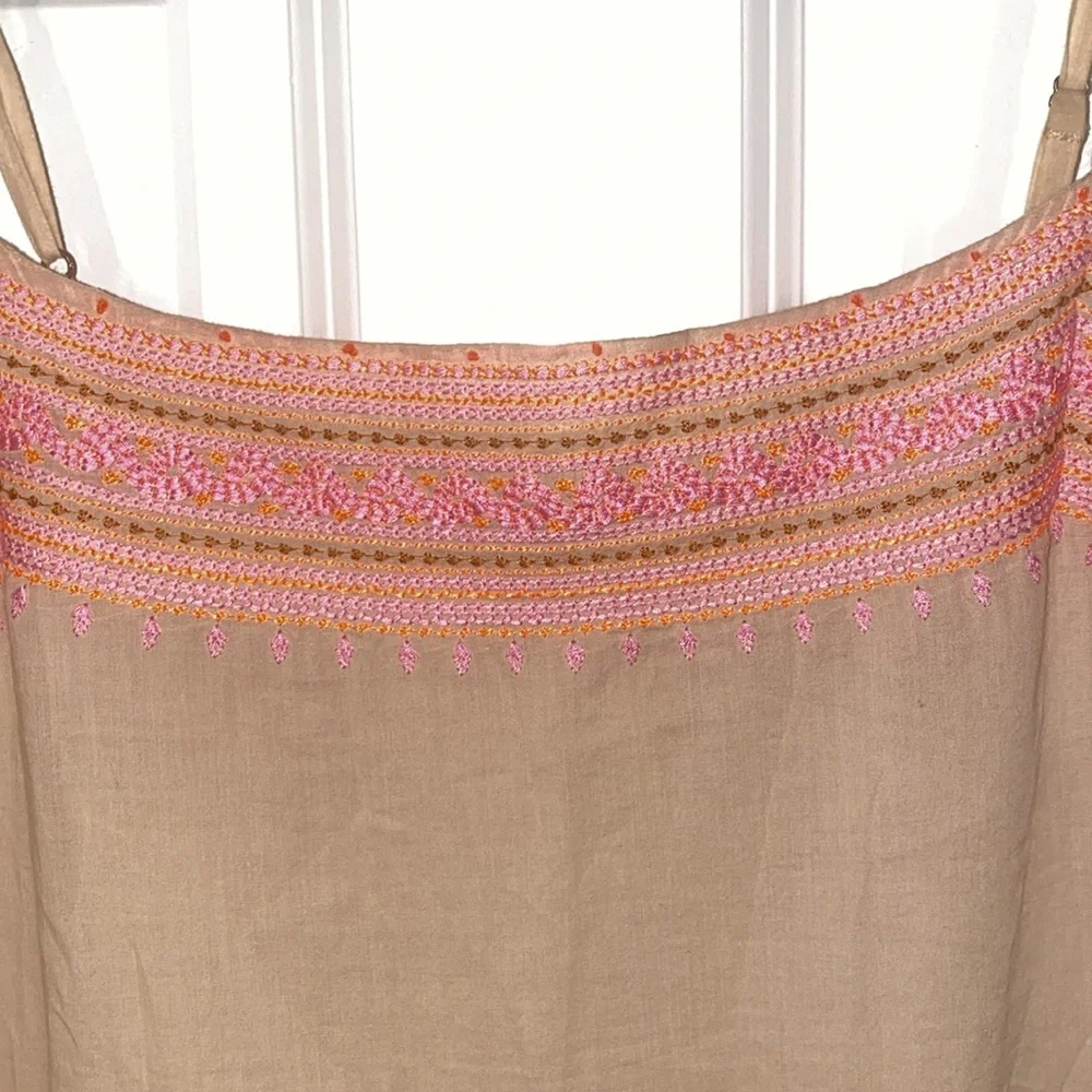 J. Crew Embroidered Siesta Drop Waist Spaghetti Strap Mini Dress in Pink Small